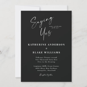 Invitation Dire Oui Noir Élégant Non Parents Mariage