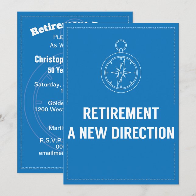 Invitation Direction audacieuse moderne de boussole de partie (Devant / Derrière)