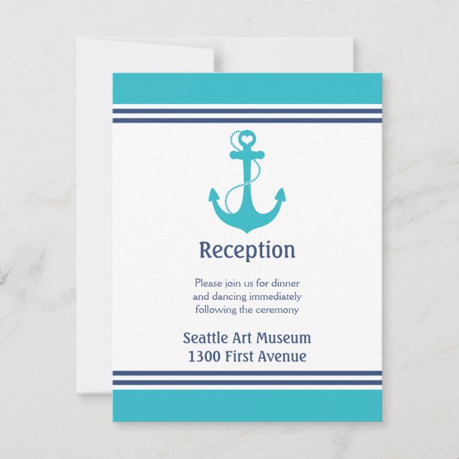 Invitation Direction de réception de mariage turquoise (Devant)