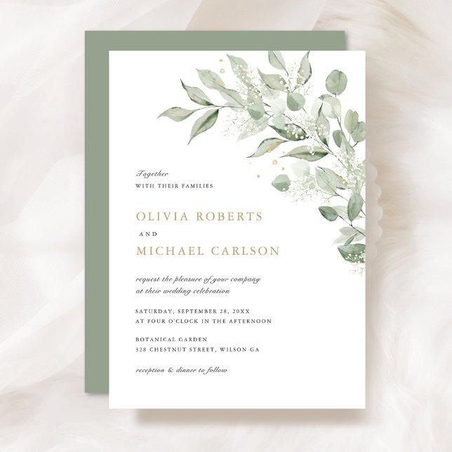 Invitation Direction du congé d'olive de verdure Mariage du s (Créateur téléchargé)
