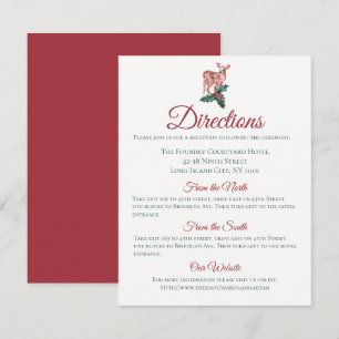 Invitation Directions de mariage d'hiver Cerf floral de Noël