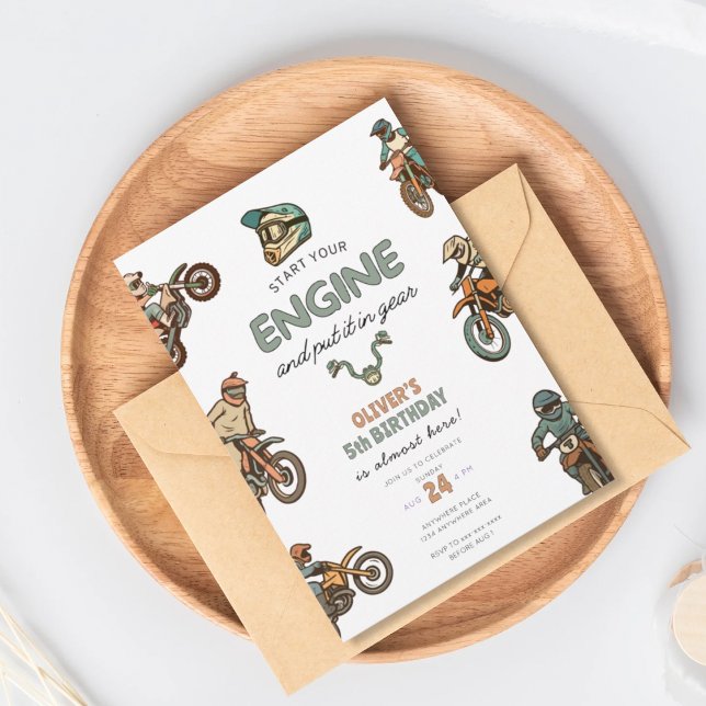 Invitation Dirt bike boy 5th birthday (Créateur téléchargé)