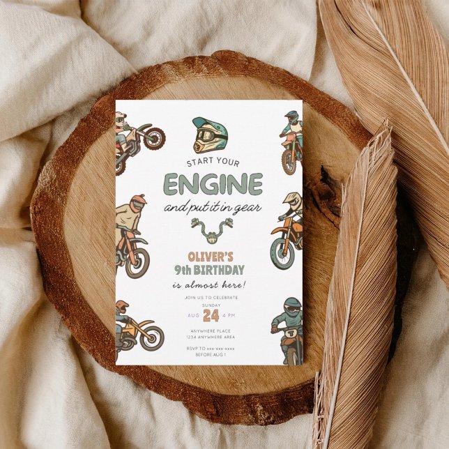 Invitation Dirt bike boy 9th birthday (Créateur téléchargé)