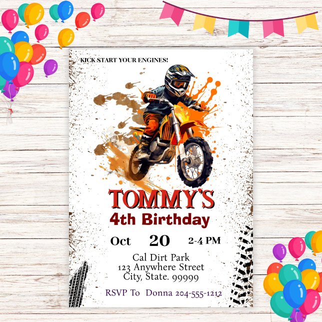 Invitation Dirt Bike fête d'anniversaire (Créateur téléchargé)