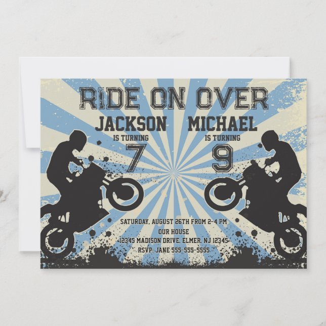 Invitation Dirt Bike Joint Birthday (Devant)