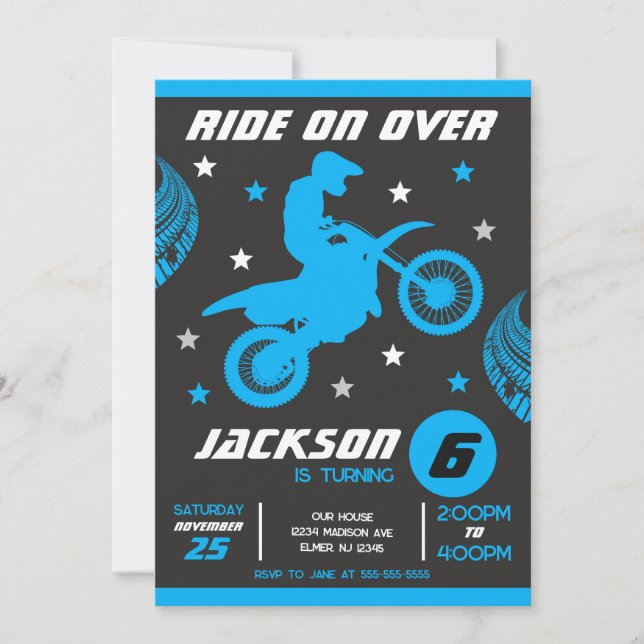 Invitation Dirt Bike Motocross Motorbike Boy Birthday  (Devant)