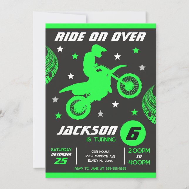 Invitation Dirt Bike Motocross Motorbike Boy Birthday  (Devant)