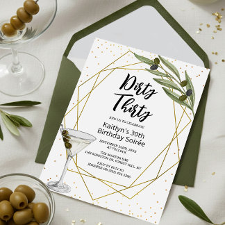 Invitation Dirty Thirty Martini Soirée 30th Birthday Party