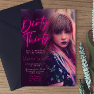 Invitation Dirty Thirty Minimaliste avec Photo