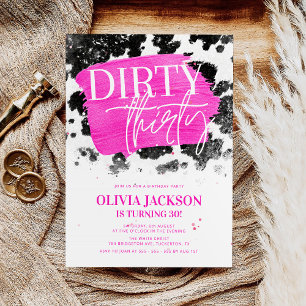 Invitation Dirty Thirty Pink & Cow Imprimer 30e fête d'annive