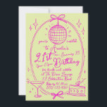 Invitation Disco 21e anniversaire personnalisée |<br><div class="desc">Célébrez en style avec notre invitation personnalisable 21e anniversaire avec un thème disco néon rose vibrant. Idéal pour une fête divertissante, cette invitation inclut tous les détails de votre événement dans un design élégant. Personnalisez-le avec votre nom, votre date et vos informations de fête pour créer une invitation unique et...</div>