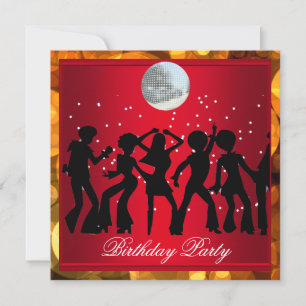Invitation Disco 70's Birthday Party Red retro 3