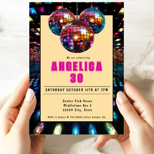 Invitation Disco Anniversaire Magenta Black