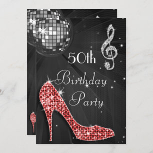 Invitation Disco Ball and Heels Black & Silver 50e anniversai