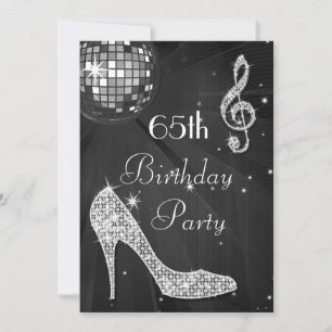 Invitation Disco Ball and Heels Black & Silver 65e anniversai