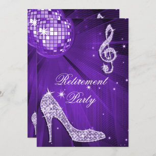 Invitation Disco Ball and Sparkle Heels Lilac Retirement