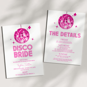 Invitation Disco Ball Disco Bride Bachelorette Week-end