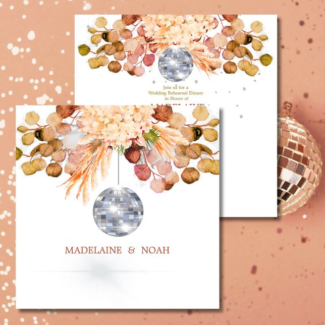 Invitation Disco Ball Floral Élégant Carré de la répétition d (Créateur téléchargé)