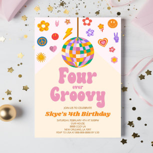 Invitation Disco Ball Four Toujours Super 4ème anniversaire