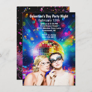 Invitation Disco Ball Galentine's Day Girls Party Nuit