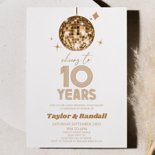 Invitation Disco Ball Joue À 10 Anniversaire Mariage (Créateur téléchargé)