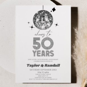 Invitation Disco Ball Joue À 50 Anniversaire Mariage