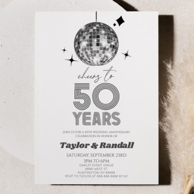 Invitation Disco Ball Joue À 50 Anniversaire Mariage (Créateur téléchargé)