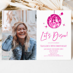 Invitation Disco Ball Let's Disco Photo personnalisée Fête d'