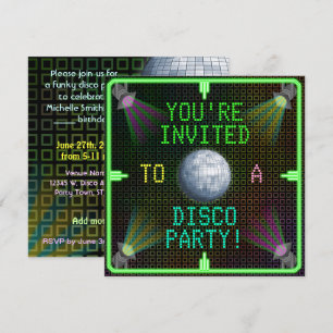 Invitation Disco Ball Party 1970 personnalisable