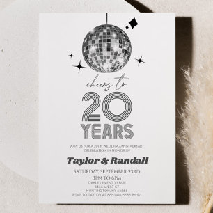 Invitation Disco Ball Salue À 20 Anniversaire Mariage