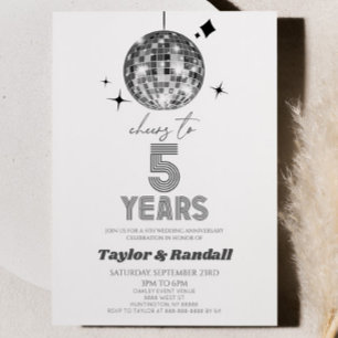 Invitation Disco Ball Salue À 5 Anniversaire Mariage