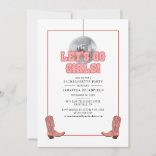 Invitation Disco Cowgirl Lets Go Girls Bachelorette Party