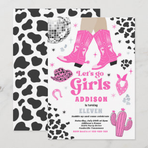 Invitation Disco Cowgirl Nashville Rodeo rose fête d'annivers