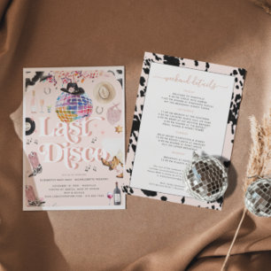 Invitation Disco Cowgirl Nashville Rose Rodeo   Bachelorette