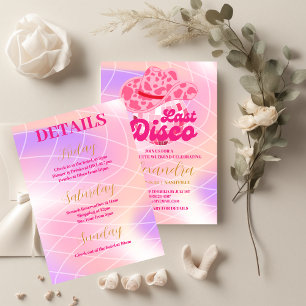 Invitation Disco Cowgirl Rodéo Rose Bachelortie Party