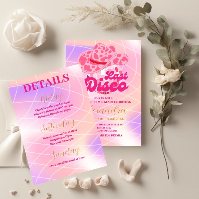 Invitation Disco Cowgirl Rodéo Rose Bachelortie Party (Créateur téléchargé)