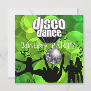 Invitation Disco Dance Anniversaire Fête Retro Lime Bubbles