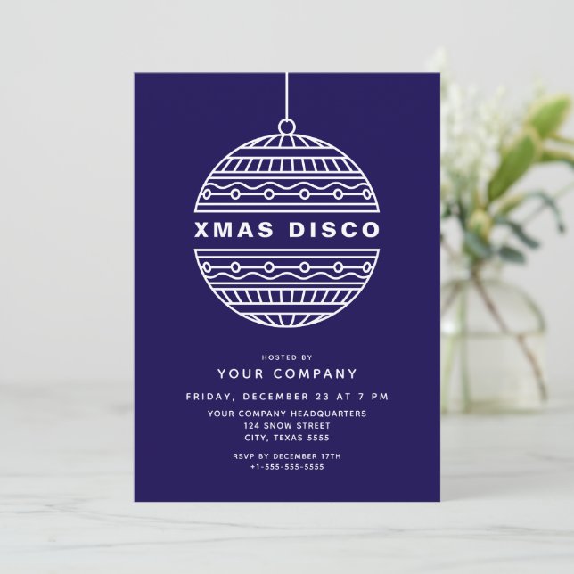Invitation Disco de Noël avec Balle de Noël (Debout devant)