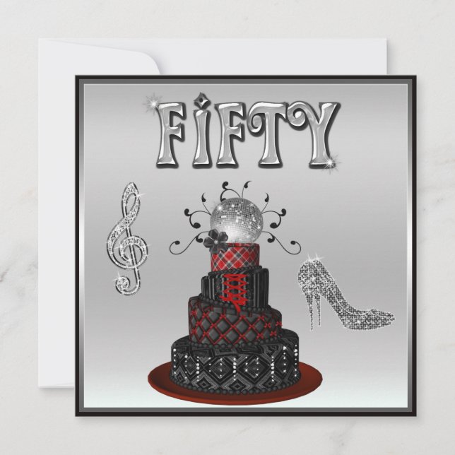 Invitation Disco Diva Cake Sparkle High Heels (Devant)