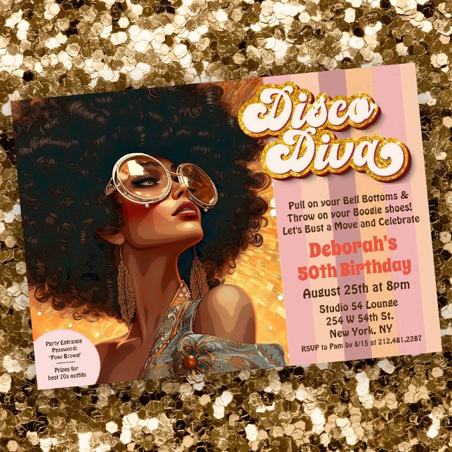 Invitation disco ethnique afro-américain des année (Créateur téléchargé)