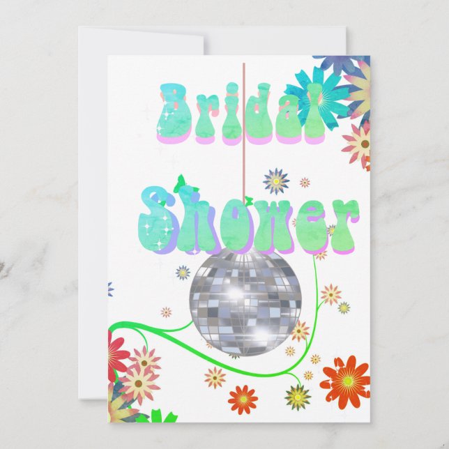 Invitation Disco Floral Retro Moderne Douche nuptiale Invitat (Dos)