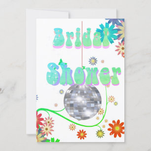 Invitation Disco Floral Retro Moderne Douche nuptiale Invitat