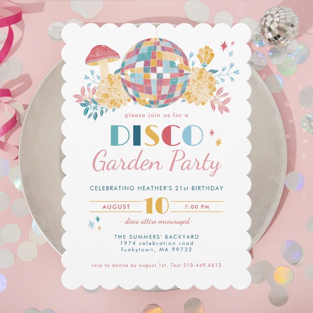 Invitation Disco Garden Party 70's Theme Anniversaire (Créateur téléchargé)