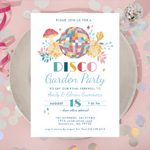 Invitation Disco Garden Party 70's Theme Going Away Party