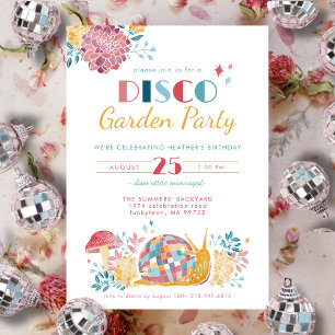 Invitation Disco Garden Party Jolie Anniversaire