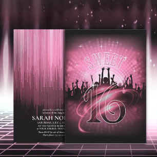 Invitation Disco Lights Sweet 16 Rose ID777