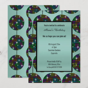 INVITATION DISCO MODERNE THÈME VERT SAGE TOUTE OCCASION