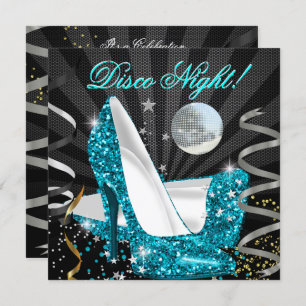 Invitation Disco Nuit Turquoise Gold Black Parties scintillan