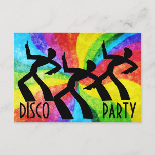 Invitation Disco Party - Dancing People and Rainbow Swils