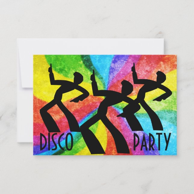 Invitation Disco Party - Dancing People and Rainbow Swils (Devant)